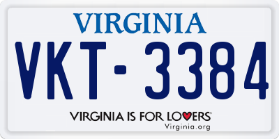 VA license plate VKT3384