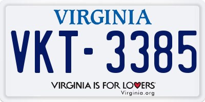 VA license plate VKT3385