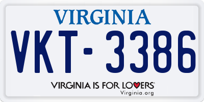 VA license plate VKT3386