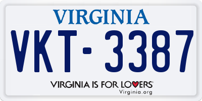 VA license plate VKT3387