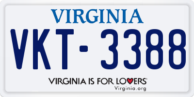 VA license plate VKT3388