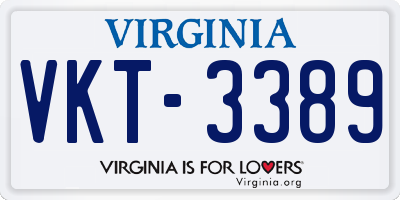 VA license plate VKT3389