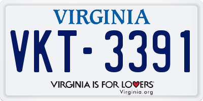 VA license plate VKT3391