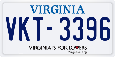 VA license plate VKT3396