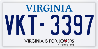 VA license plate VKT3397