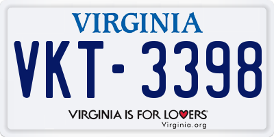 VA license plate VKT3398