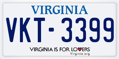 VA license plate VKT3399