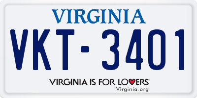 VA license plate VKT3401