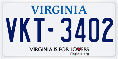 VA license plate VKT3402