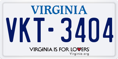 VA license plate VKT3404