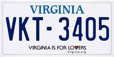 VA license plate VKT3405