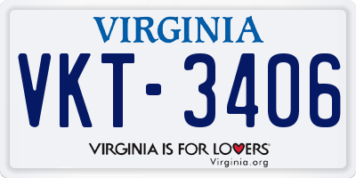 VA license plate VKT3406
