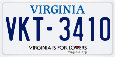 VA license plate VKT3410
