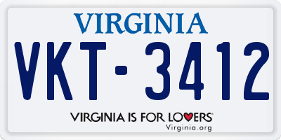 VA license plate VKT3412