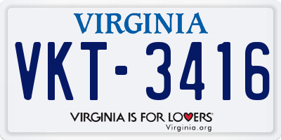 VA license plate VKT3416