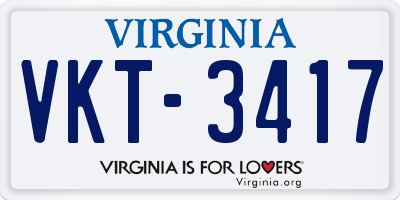 VA license plate VKT3417