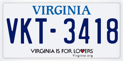 VA license plate VKT3418