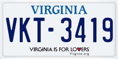 VA license plate VKT3419