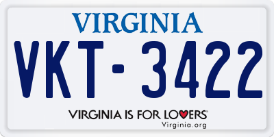 VA license plate VKT3422