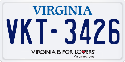 VA license plate VKT3426