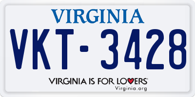VA license plate VKT3428