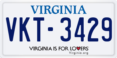 VA license plate VKT3429