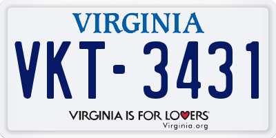 VA license plate VKT3431