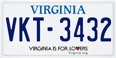 VA license plate VKT3432