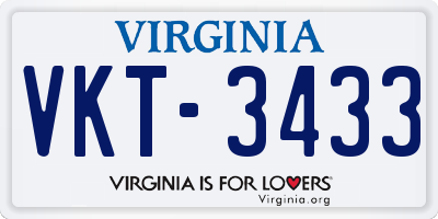 VA license plate VKT3433