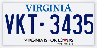 VA license plate VKT3435