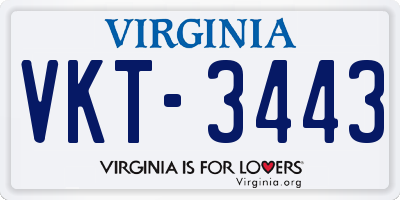 VA license plate VKT3443