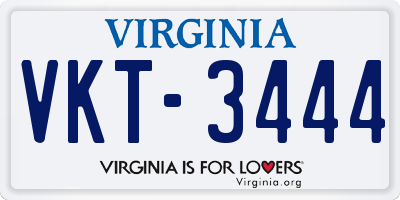 VA license plate VKT3444