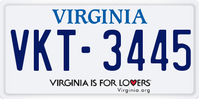 VA license plate VKT3445