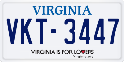 VA license plate VKT3447