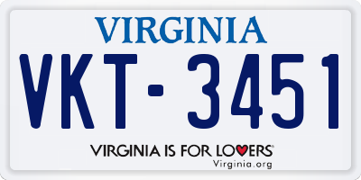 VA license plate VKT3451