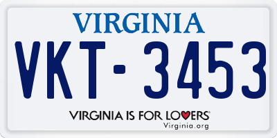 VA license plate VKT3453