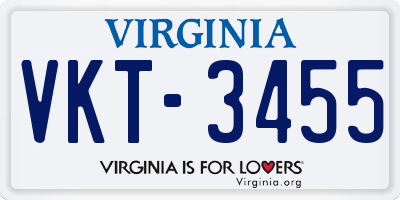 VA license plate VKT3455