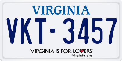 VA license plate VKT3457