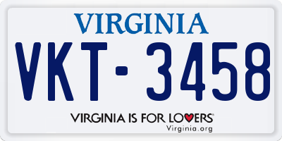 VA license plate VKT3458