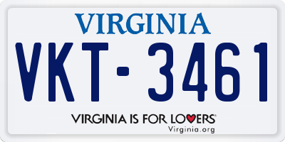 VA license plate VKT3461