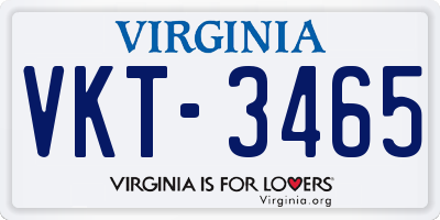 VA license plate VKT3465