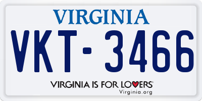 VA license plate VKT3466