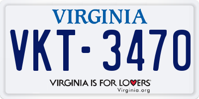 VA license plate VKT3470