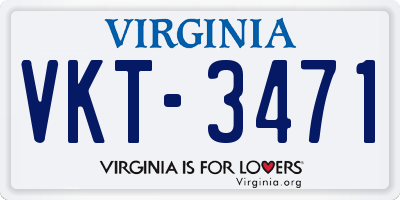 VA license plate VKT3471
