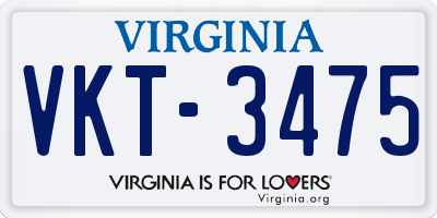 VA license plate VKT3475