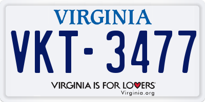 VA license plate VKT3477