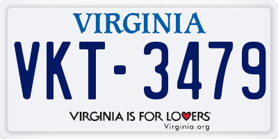 VA license plate VKT3479