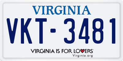 VA license plate VKT3481