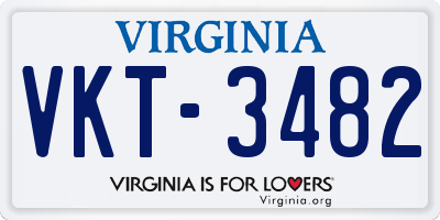 VA license plate VKT3482