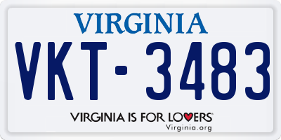 VA license plate VKT3483